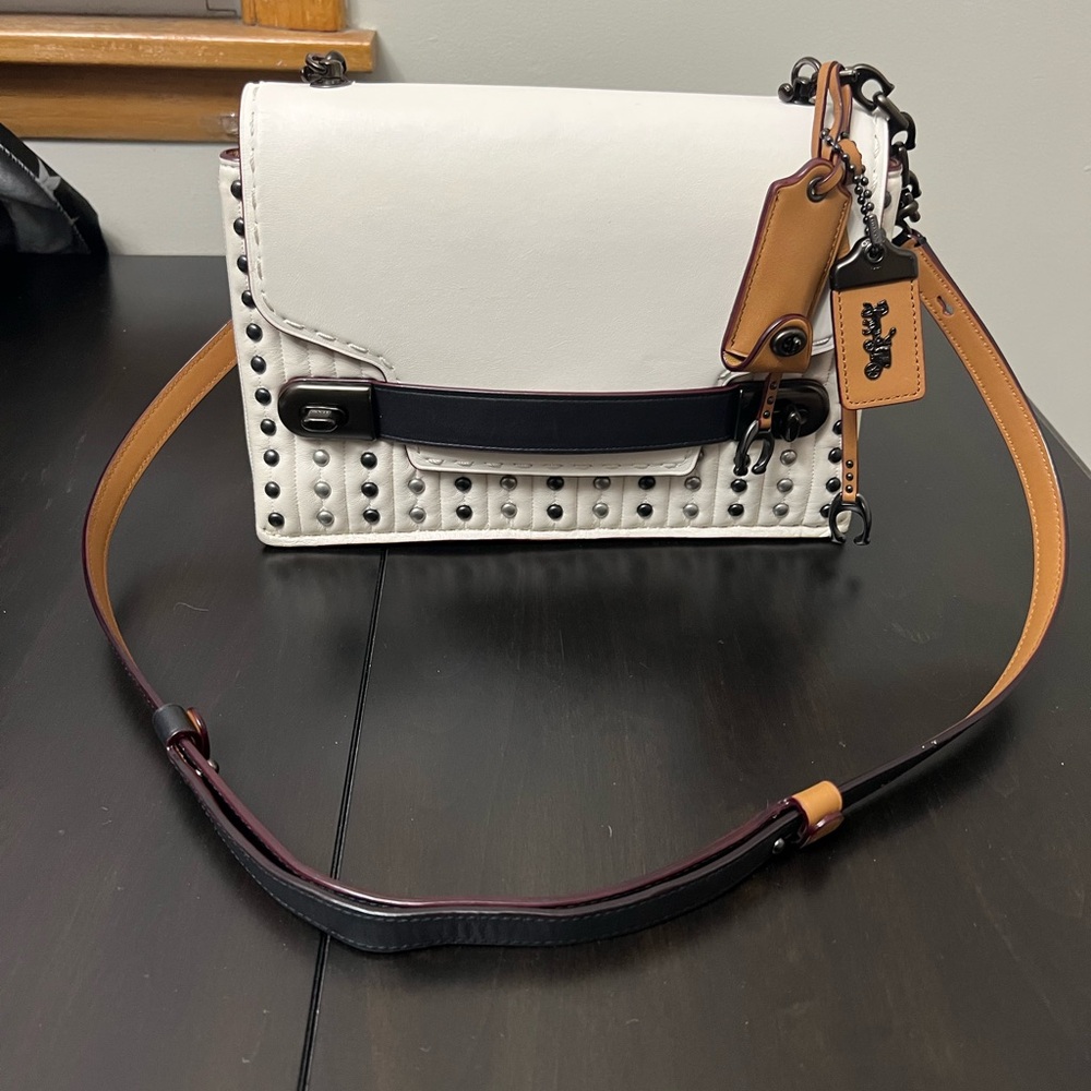 Coach White and Tan Crossbody Bag